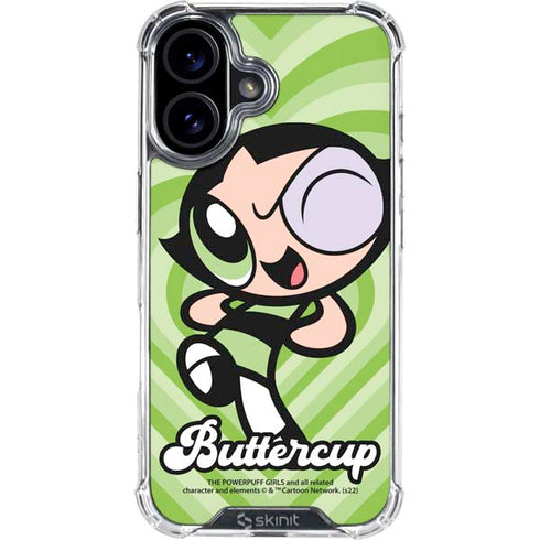 Cartoon Network Powerpuff Girls Buttercup Green Hearts iPhone 16 Clear Case